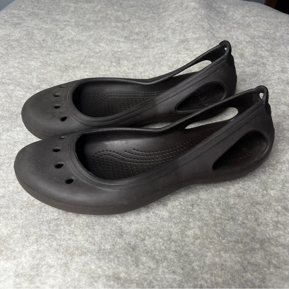 Crocs Kadee Ballet Shoes Slip On Women 8 Brown Comfort Casual‎ Rubber Flats